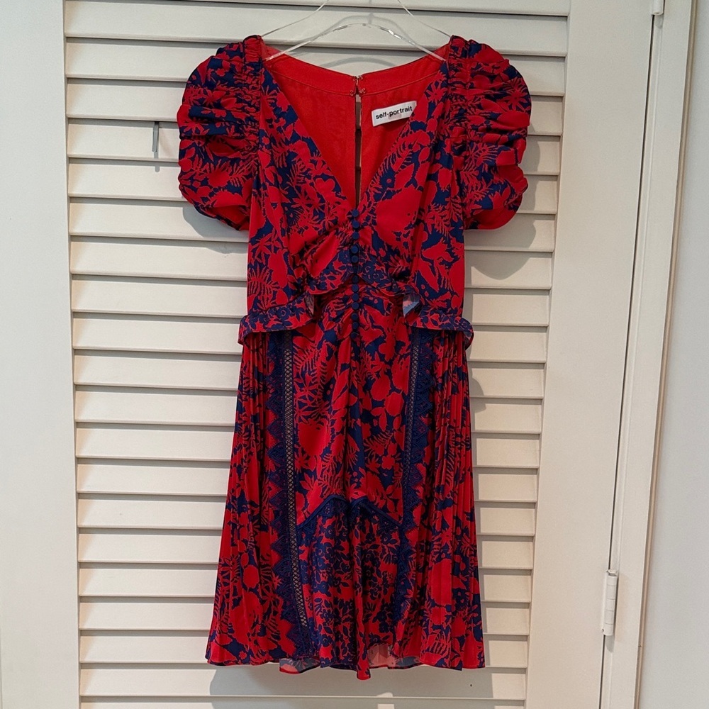 Self-Portrait Red and Blue Floral Dress